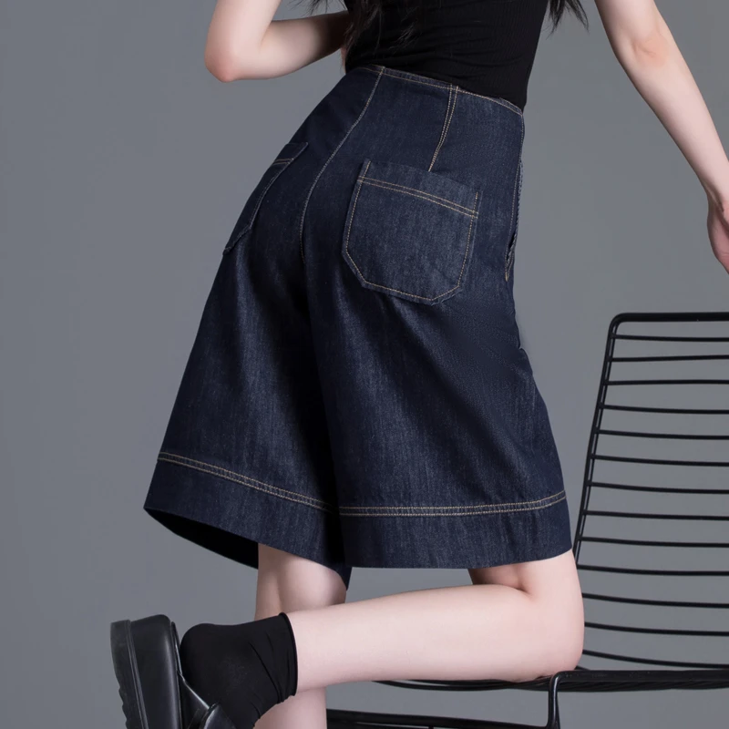 高腰牛仔短裤女款爆款2025新款夏季薄款宽松显瘦五分裤阔腿中裤子