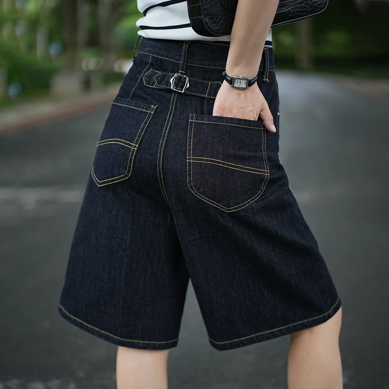 六分牛仔短裤女款爆款2025新款小个子高腰阔腿裤高档直筒五分裤女