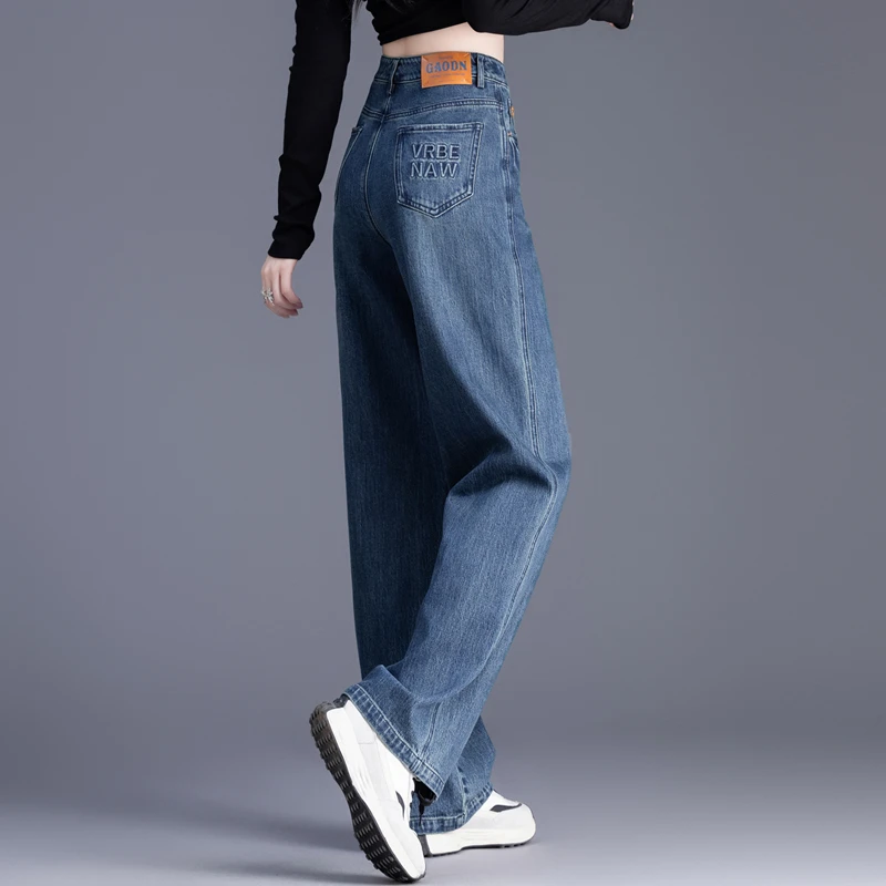 直筒牛仔裤女2025年新款春秋季复古休闲女裤窄版阔腿裤宽松香蕉裤