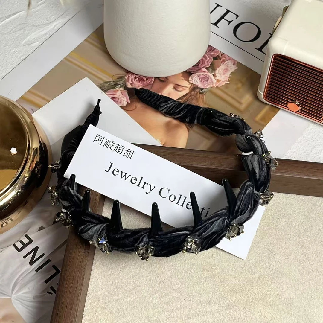 【阿敲】A759~~秋冬貂毛波浪头箍不勒头发箍反戴高颅顶发捆