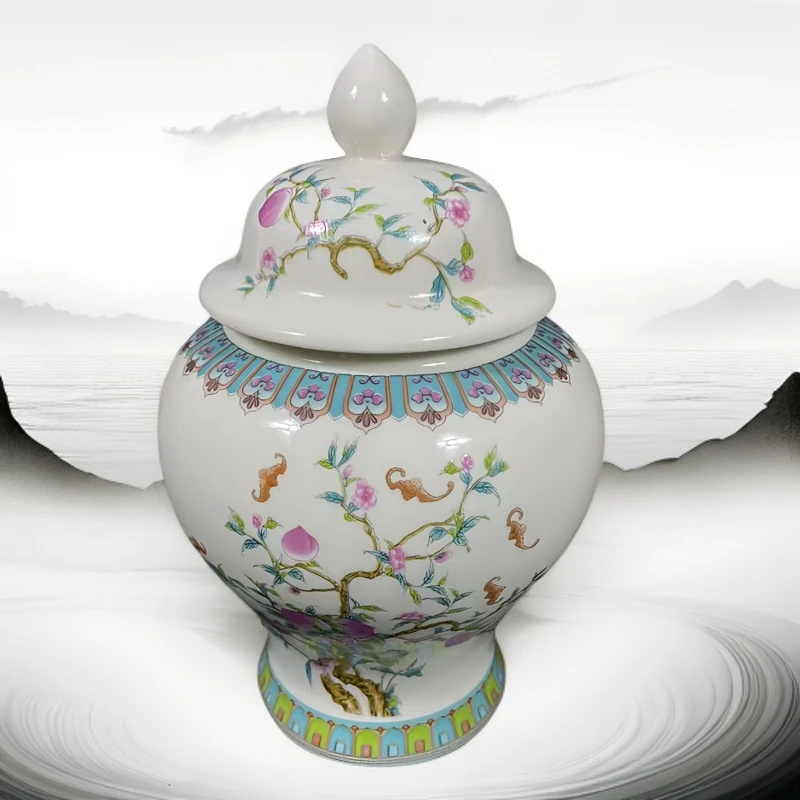 替代链接-陶瓷工艺品九桃五福将军罐v-305