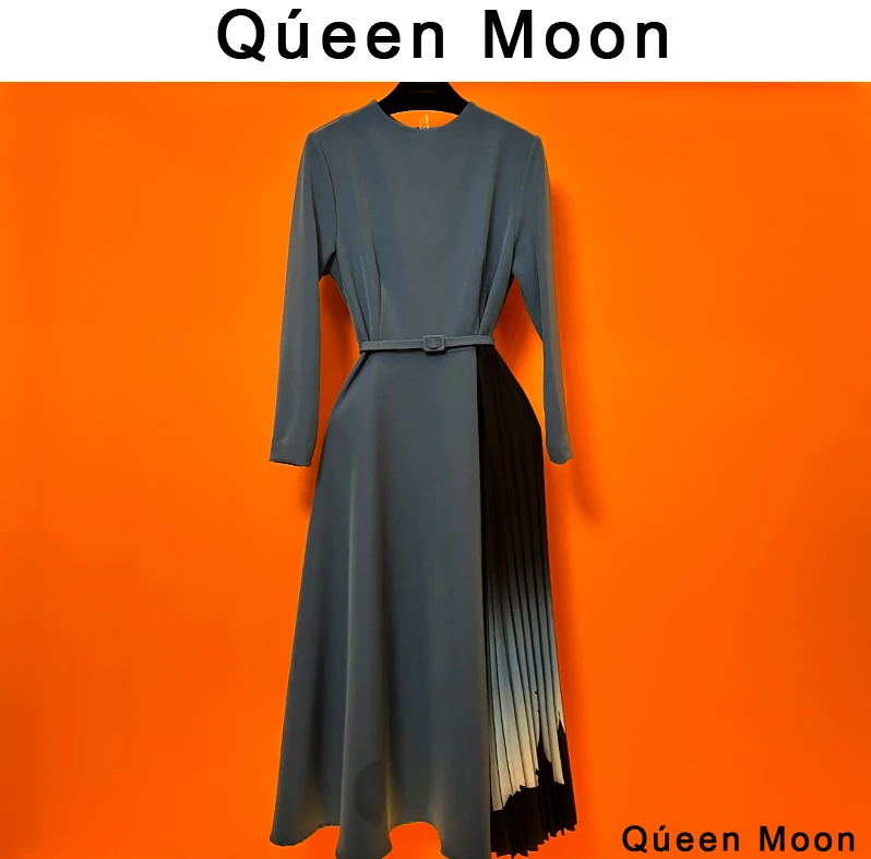 【QúeenMoon】设计师经典时尚法式百褶手工遮肉连衣裙（定制女装）95