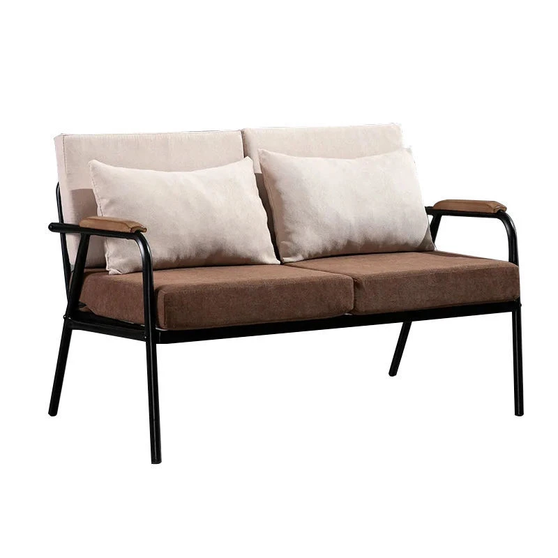 北欧现代简约客厅轻奢布艺沙发椅双人三人小户型卧室卡座简易铁艺