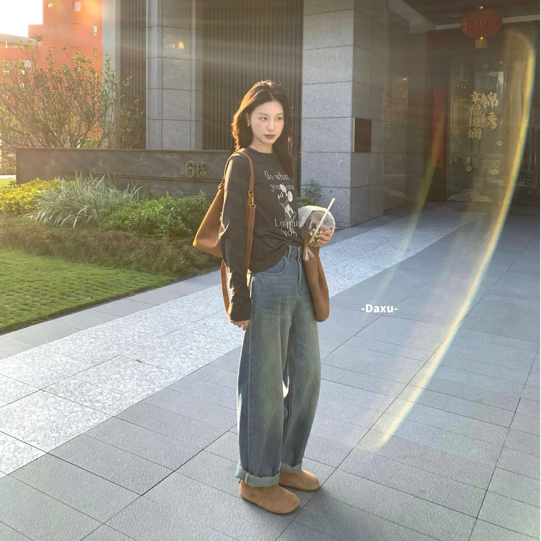 【DX】复古宽松直筒牛仔裤