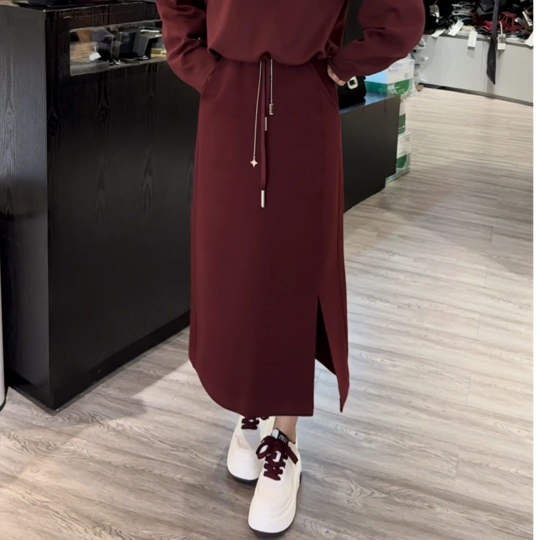 芭乐珂秋季拉链侧开叉直筒显瘦气质半裙K88Q560