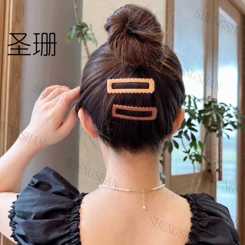 圣珊 合金亚克力发饰 亮面方形波浪碎发夹BB夹刘海夹糖果色发夹