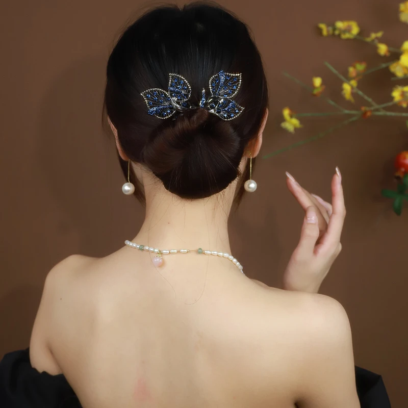 复古马蹄莲飞叶盘发夹妞妞夹丸子头盘发神器轻奢发夹发饰素款时尚