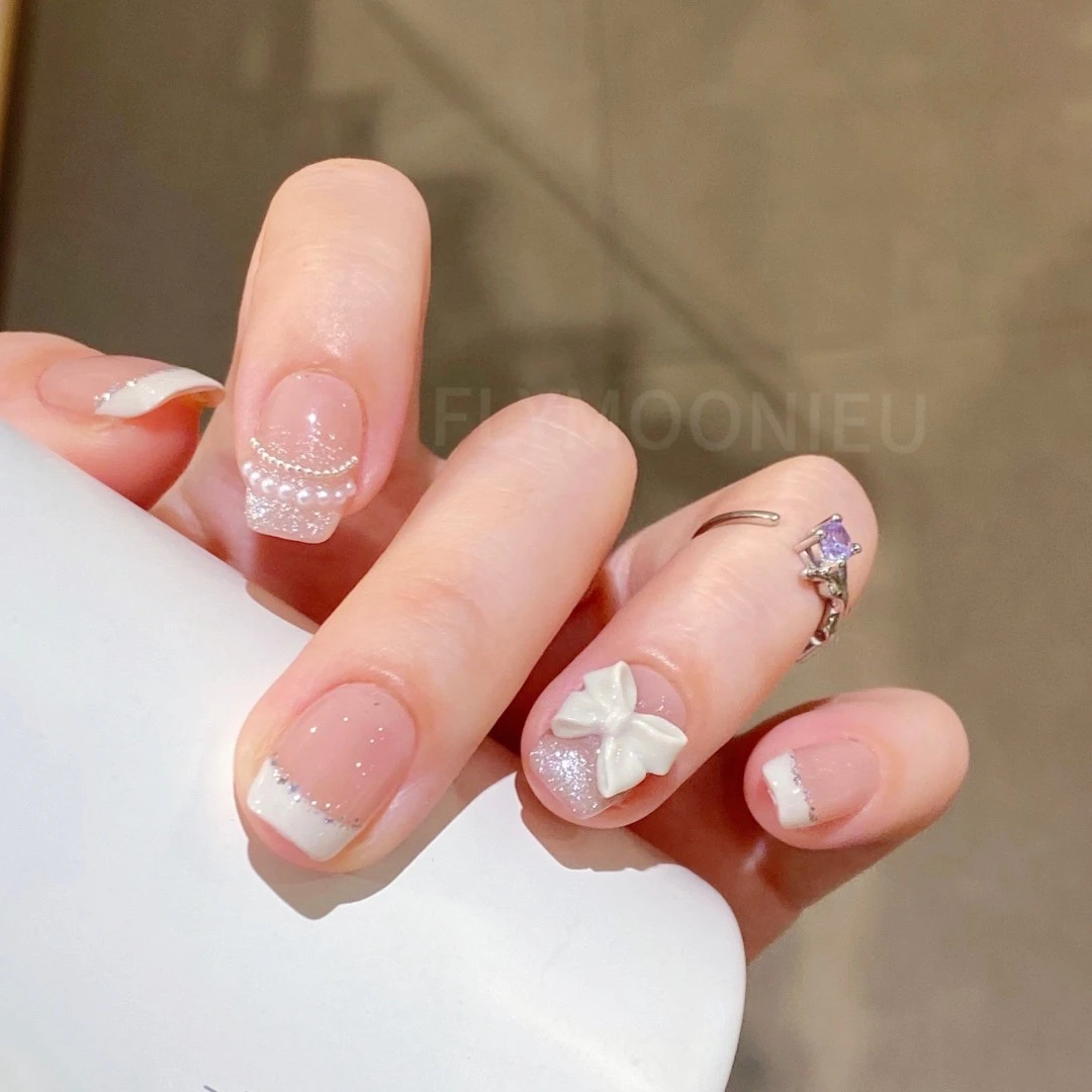 阳冬白雪    蝶诗舞   纯手工定制美甲贴片 高级定制穿戴甲10片