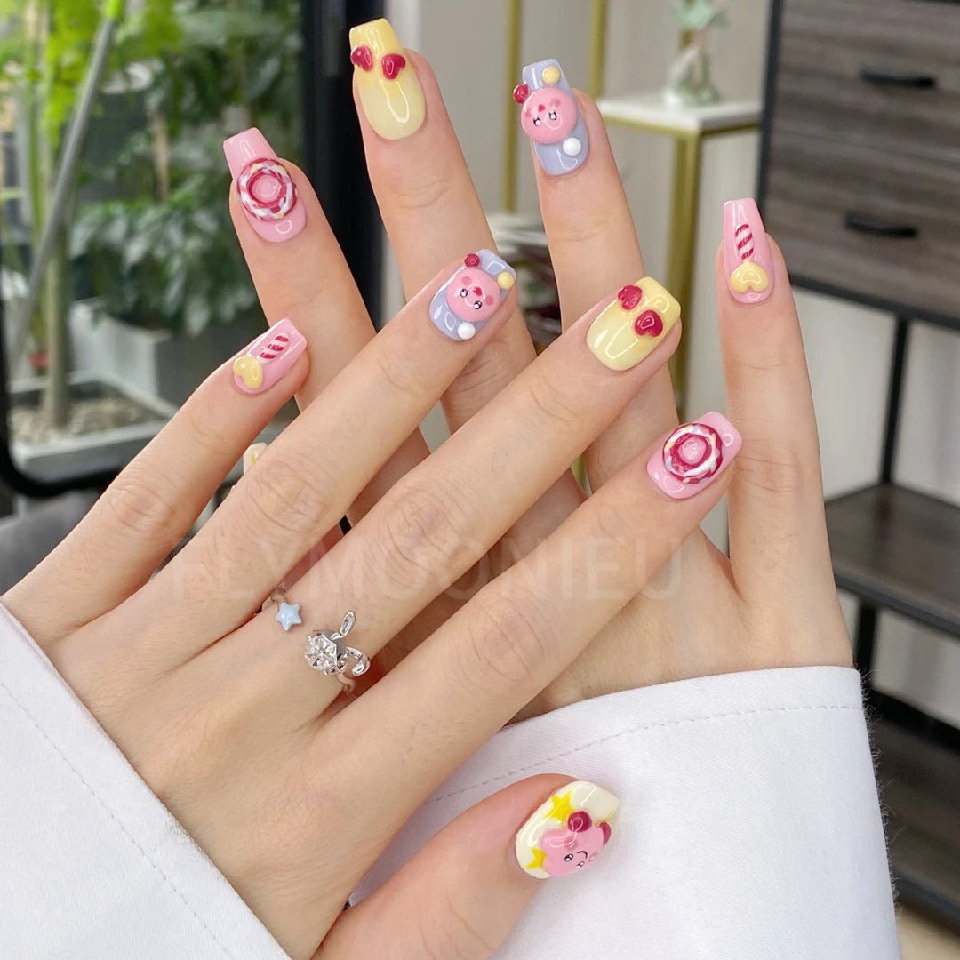 星之卡比  蝶诗舞   纯手工定制美甲贴片 高级定制穿戴甲10片