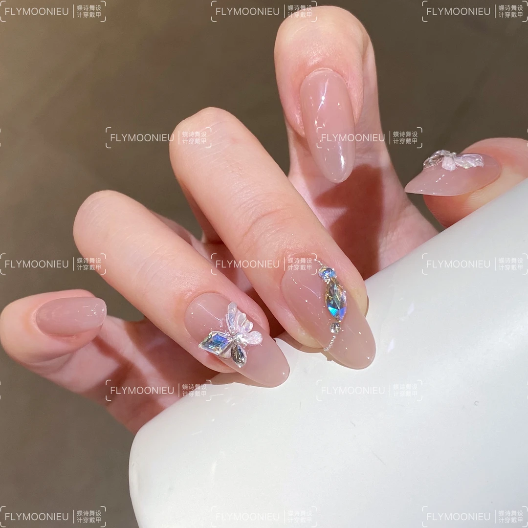 梦蝶仙境  蝶诗舞 【施家华子】纯手工定制美甲贴片 定制穿戴甲10片