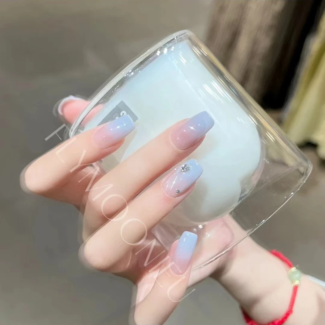 幻蓝迷梦  蝶诗舞   纯手工定制美甲贴片 高级定制穿戴甲10片