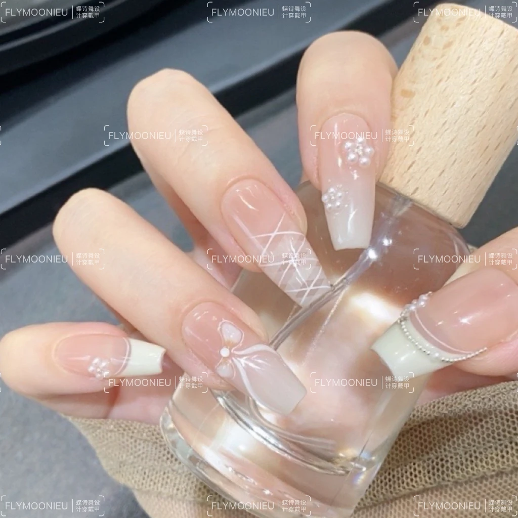 窈窕淑女  蝶诗舞 纯手工定制美甲贴片 温婉淑女定制穿戴甲10片
