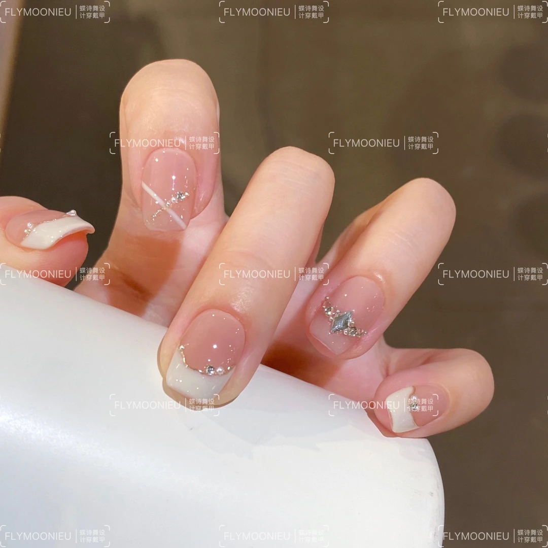 开学季 蝶诗舞  纯手工定制美甲贴片 简单高级气质定制穿戴甲10片
