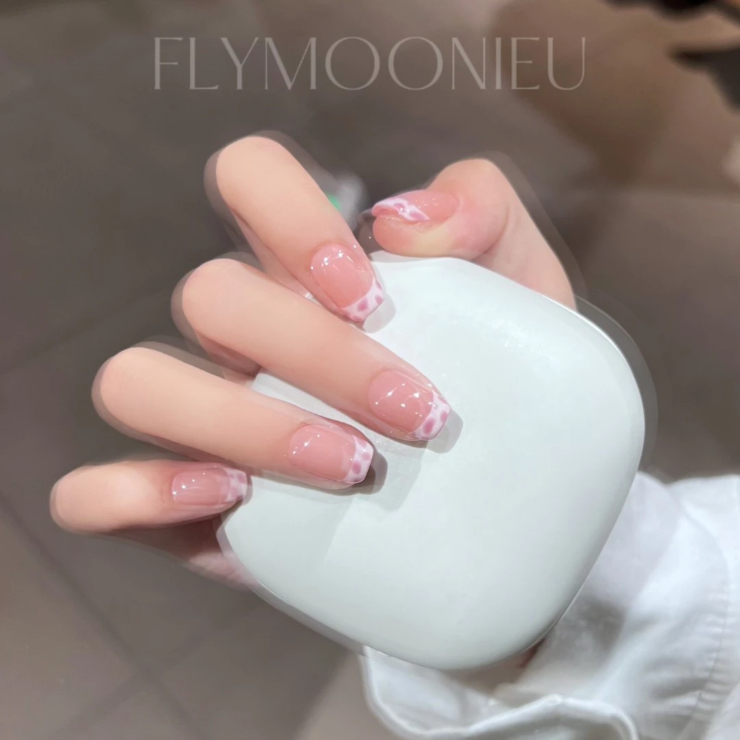 法式粉豹  蝶诗舞  纯手工定制美甲贴片 气质高级定制穿戴甲10片