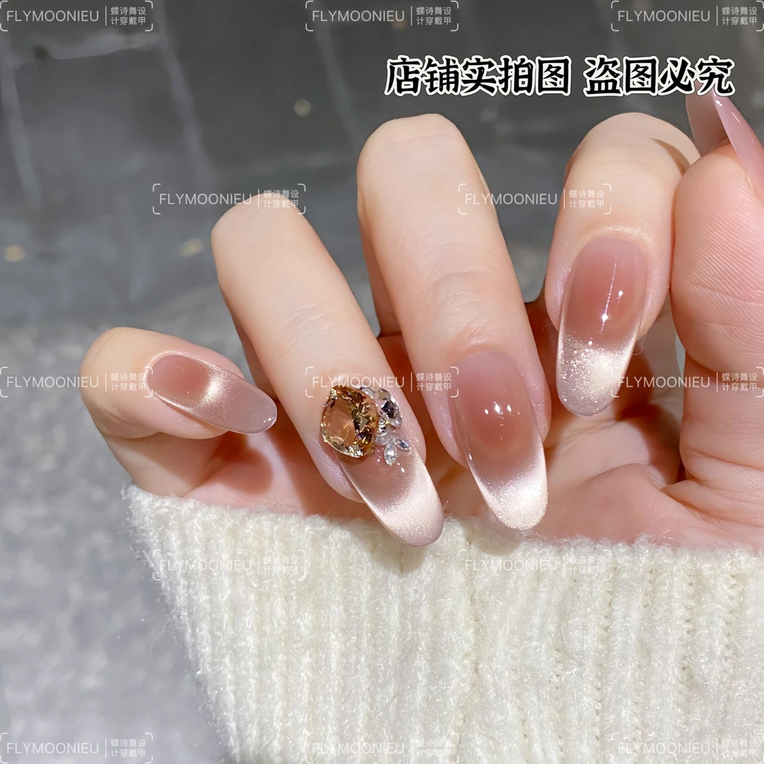 顾盼回首 蝶诗舞  纯手工定制美甲贴片 秋冬高级定制穿戴甲12片