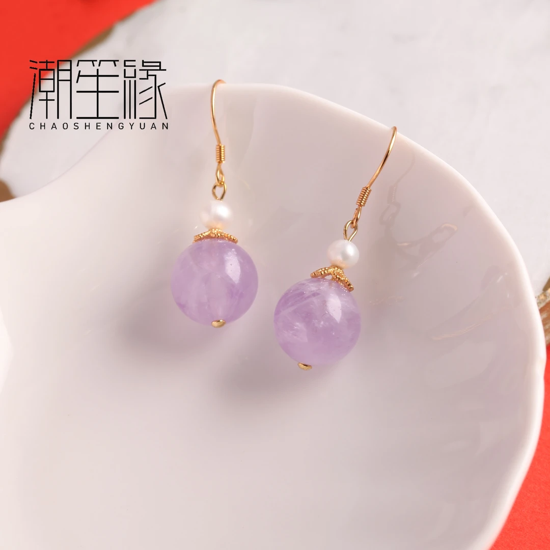 【一喜专属】ER1291紫水晶珍珠耳环