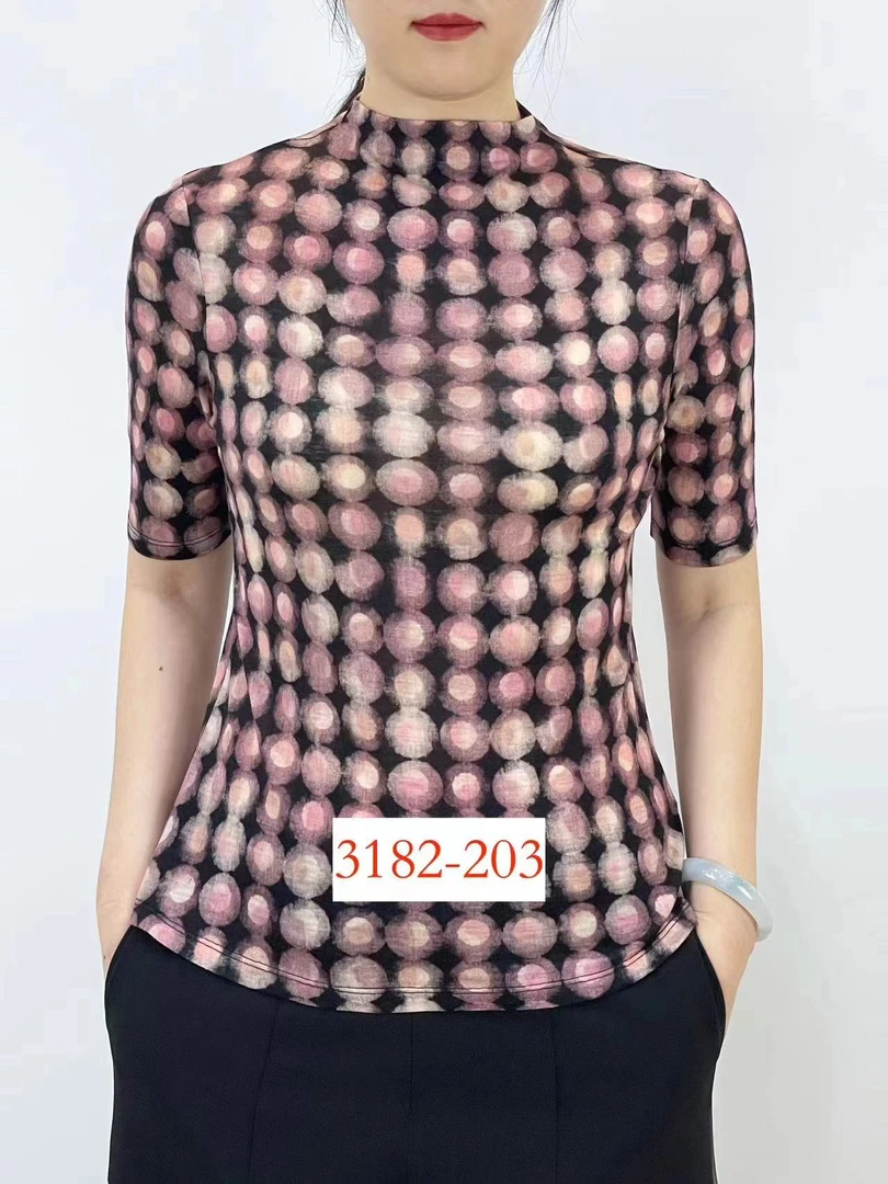 百分之百单层中袖精细美丽奴羊毛针织衫