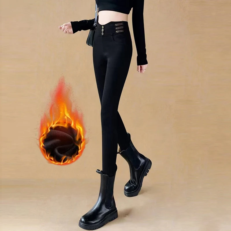 新款高腰修身显瘦黑色女裤外穿秋冬小脚裤紧身时尚长裤女