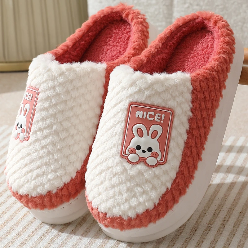 秋冬季厚底防滑耐磨毛绒棉拖鞋保暖居家月子鞋情侣毛毛软底棉拖鞋