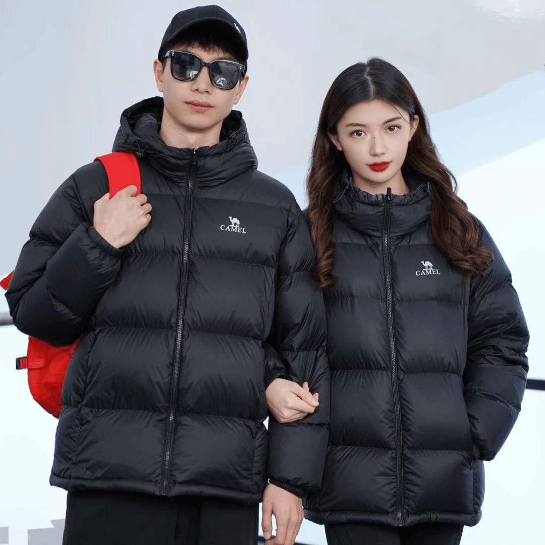 骆驼户外羽绒服男女冬季连帽保暖加厚面包服白鸭绒短款外套正品款