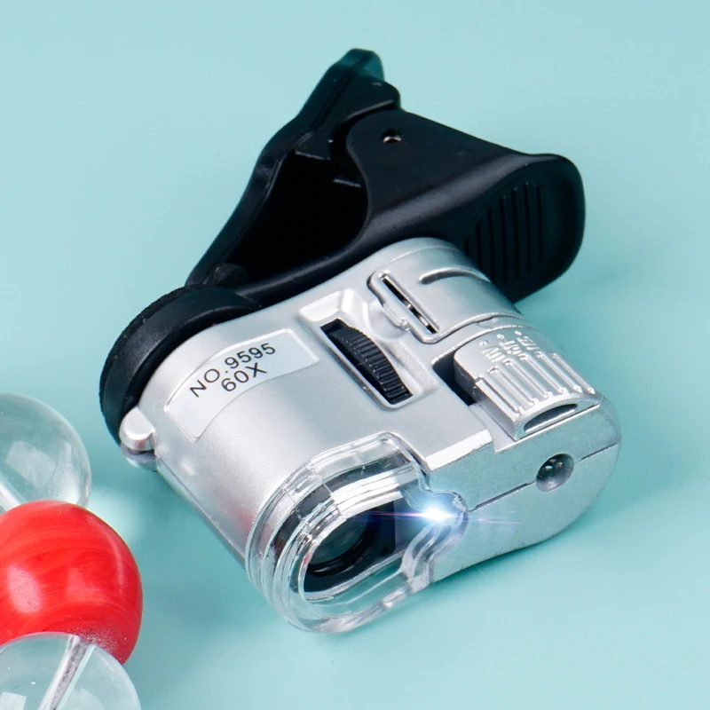 拜斯特60倍放大镜手机显微镜带灯鉴定珠宝邮票钱币印刷古玩便携式