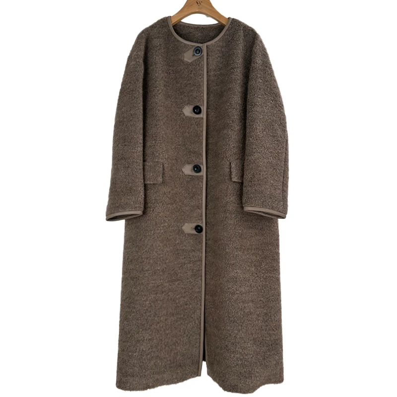 【钱老板粉丝专享】圆领长款毛呢外套FH935-MMJ