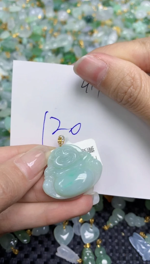 【闪购商品】翡翠颈饰18K金镶嵌天然绚甸A货翡翠