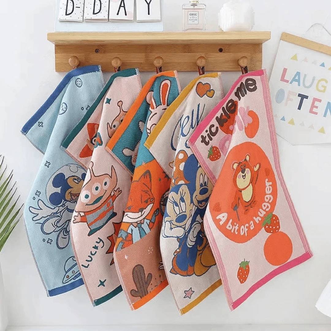 【歪歪精选】5条装 25*50cm 纯棉加厚A类提花吸水纱布童巾！