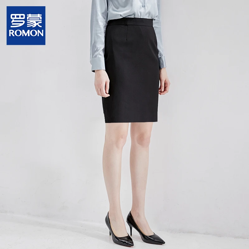 罗蒙夏季显瘦半身裙气质职业装女黑色时尚工作包臀裙显瘦气质修身