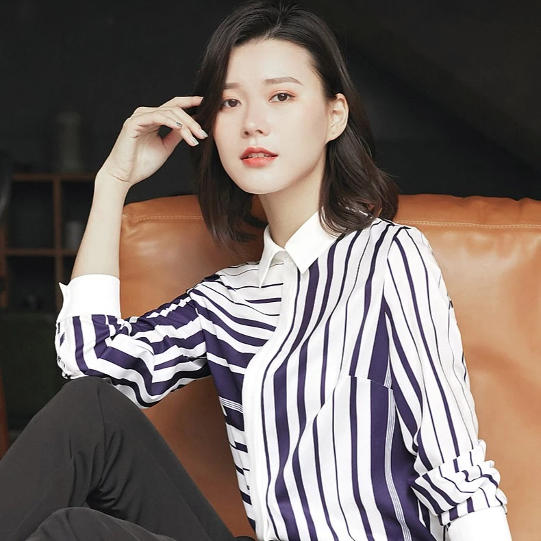 【曼曼甄选】曼贝9420气质职场女士长袖衬衣秋季新款衬衫新鲜