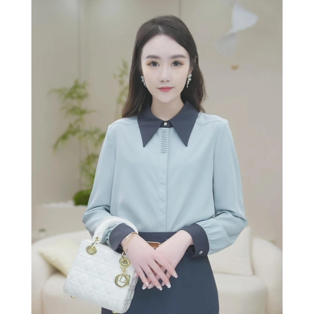 曼贝 8391187衬衫2023年新款百搭设计感显瘦气质小众女士