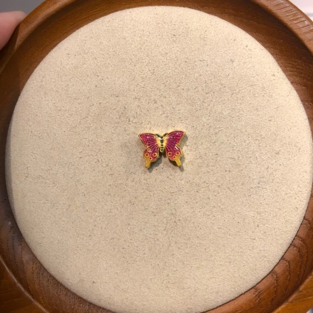 足金999烧蓝蝴蝶转运珠