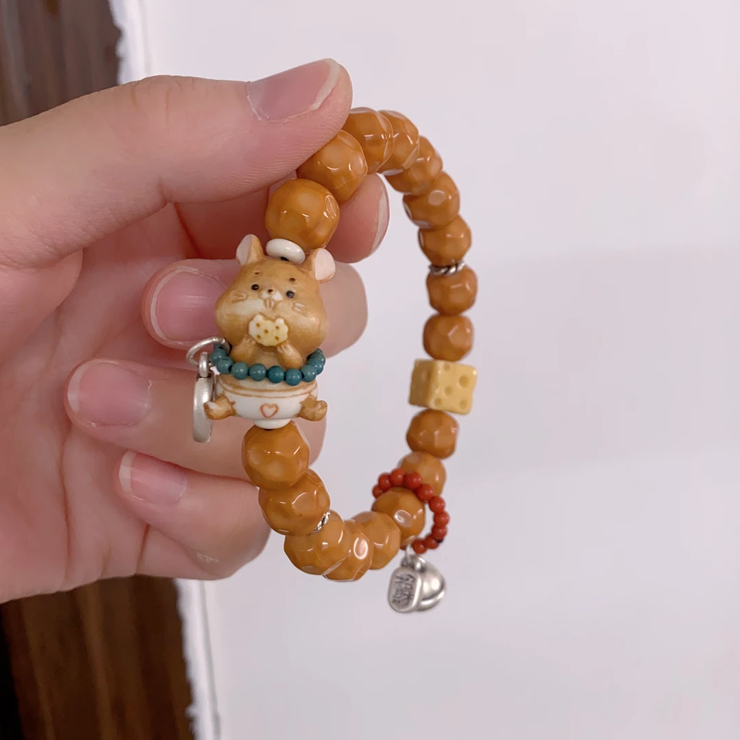 非金属木质手链 老鼠奶酪单圈 可爱百搭