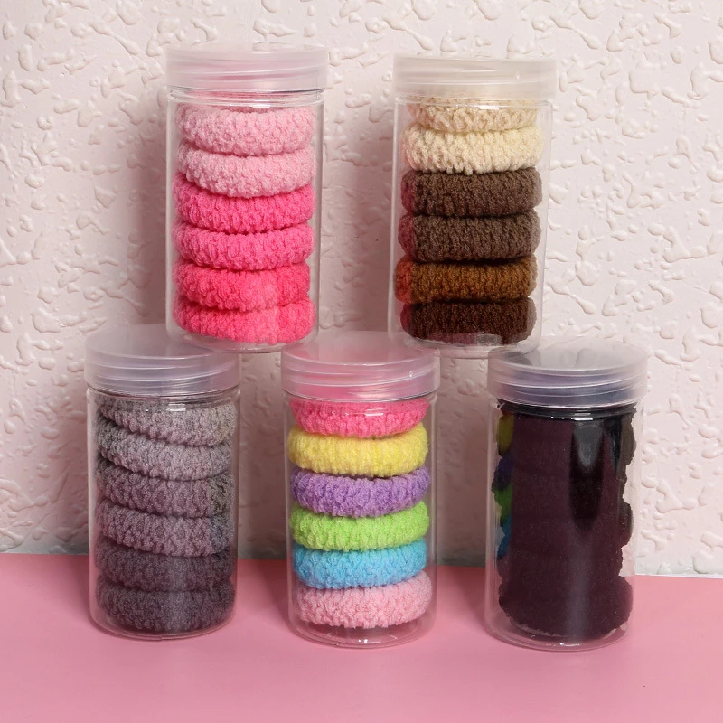 加厚加粗高弹力罐装毛巾圈无接缝彩色发圈高马尾皮筋发绳头绳