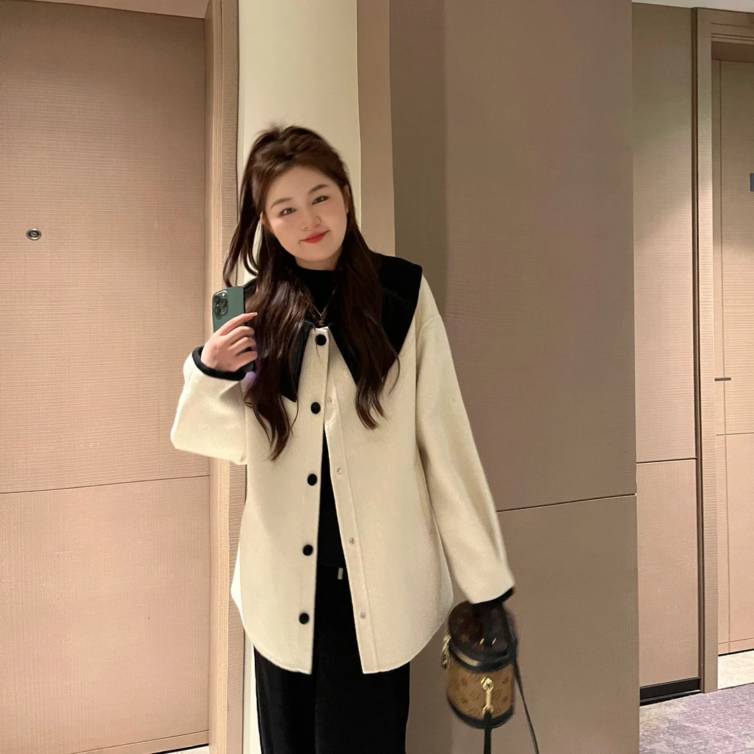 楠序源子【初恋协奏曲】微胖女装 时尚百搭毛呢外套女YZ20027