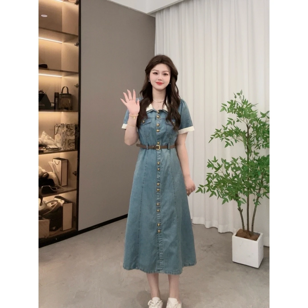 楠序乔乔大码2025夏牛仔裙高品质女装气质连衣裙女显瘦裙子DD8109