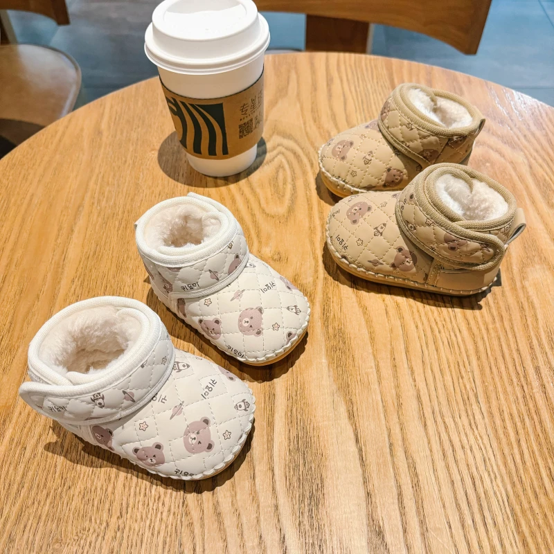 冬季新款宝宝雪地靴男女小童加绒棉鞋保暖软底0-1岁婴儿学步鞋子9