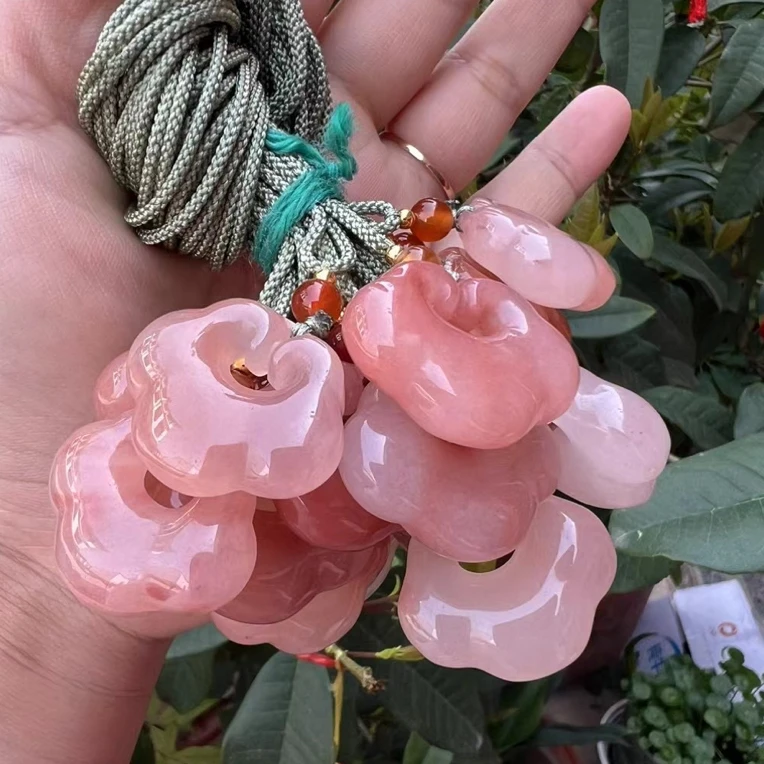 天然金丝玉桃花酿吊坠 天然粉饰品挂饰挂坠 多样性发货 拍一发一