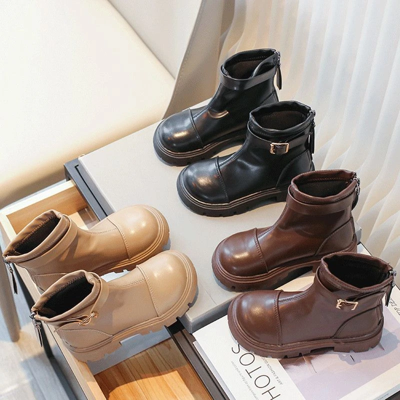 吧啦女童马丁靴2023秋季新款韩版时尚皮靴小女孩公主短靴春秋儿童