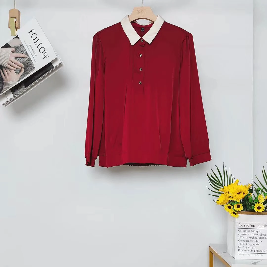 夏季流行气质拼接领口洋气做皱衬衫显瘦短款百搭小衫潮S269