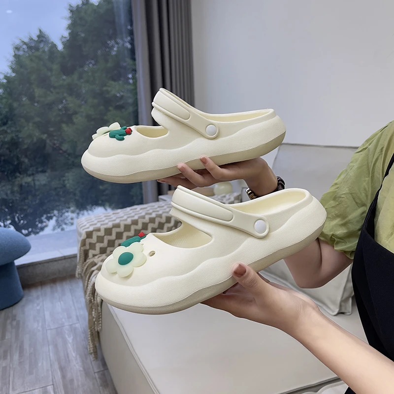 网红新款洞洞鞋女士2024夏季外穿百搭软底厚底防滑少女户外凉拖鞋