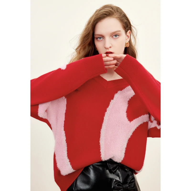 missCOCOONV领冬新女多种动物毛混纺毛针织衫0130