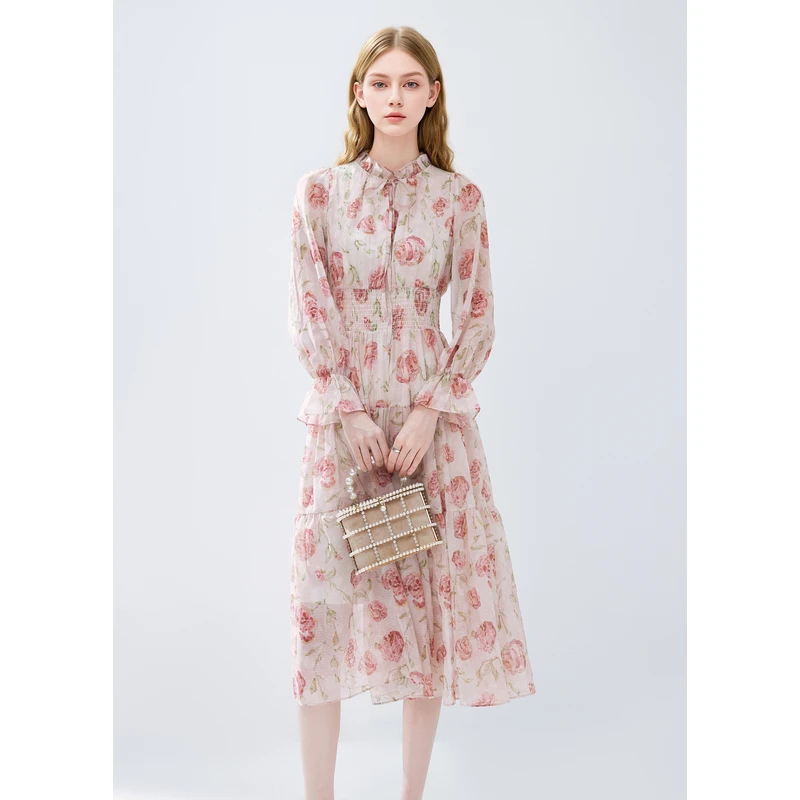 missCOCOON24浪漫玫瑰灯笼袖连衣裙0056