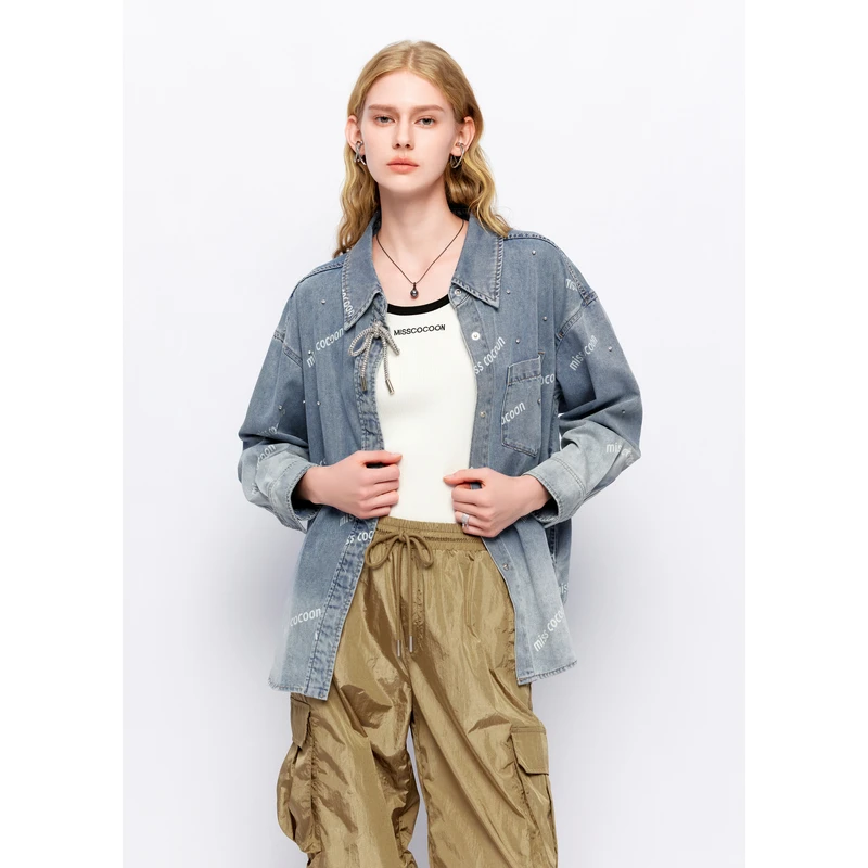 missCOCOON渐变水洗休闲牛仔衬衫0065