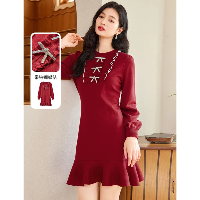 missCOCOON通勤裙子冬收腰连衣裙1456