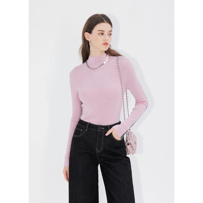 missCOCOON优雅浪漫冬装女简约短款高领毛针织衫女0548