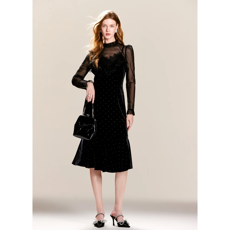 missCOCOON24蕾丝套装黑色气质连衣裙0296