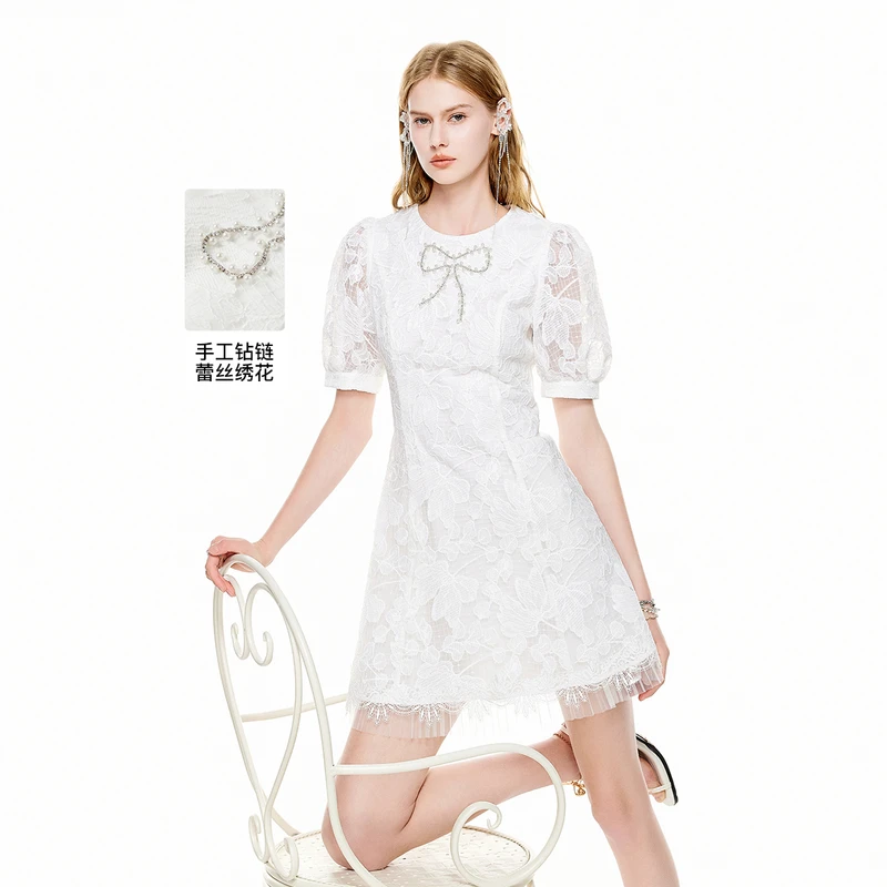 MISSCOCOON夏股线绣花蝴蝶结钻链连衣裙02