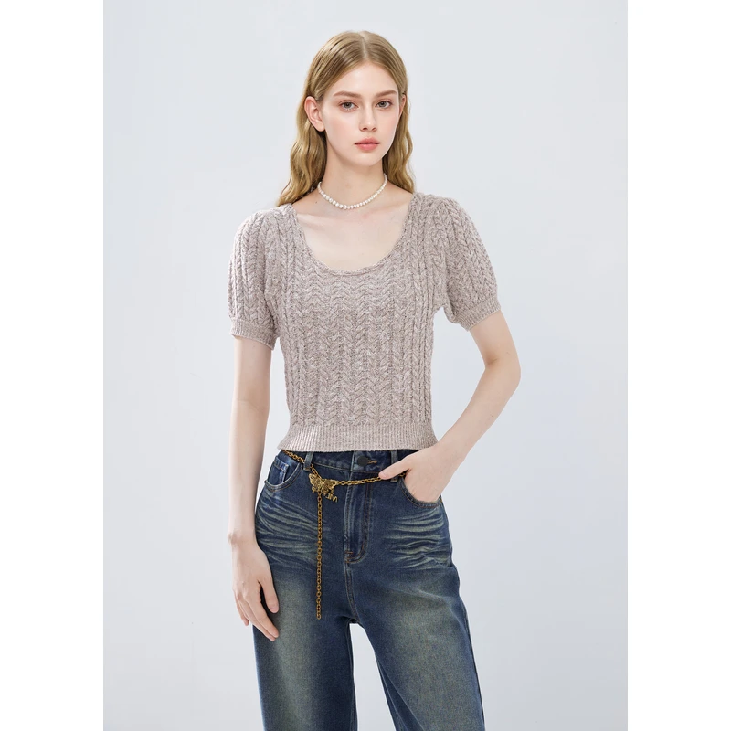 missCOCOON千金风荷叶边针织衫0084