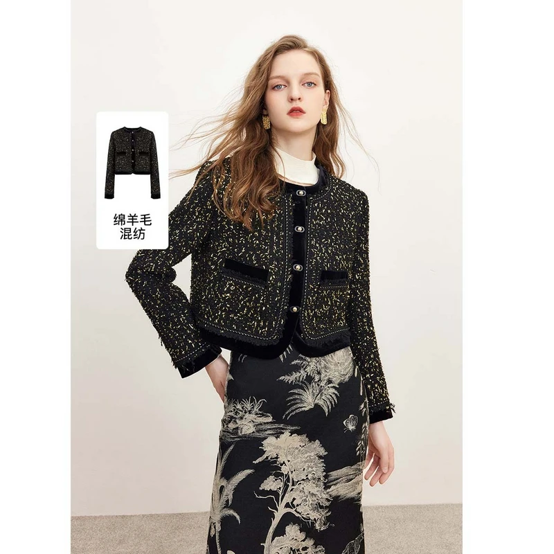 missCOCOON爆闪丝绒香风短外套0312